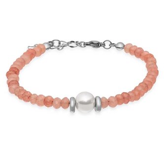 Něžný růžový korálkový náramek s perlou VESB0712S-A Troli