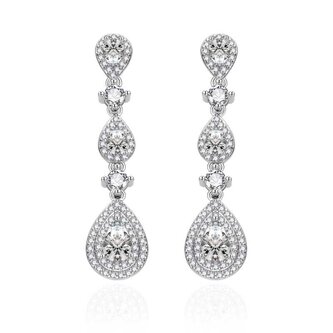 Luxusní visací náušnice s čirými zirkony AGT-E142PW Agato