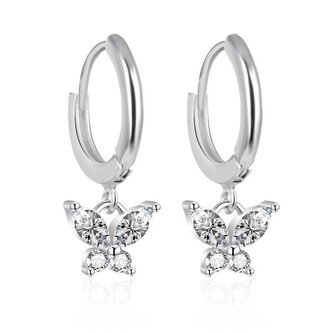 Stříbrné kruhové náušnice s motýlky AGT-E064KW Agato