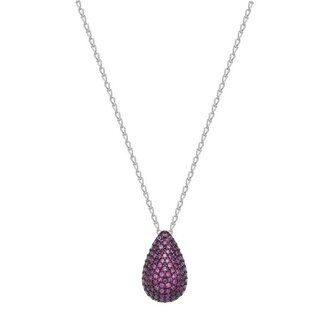 Stříbrný náhrdelník Tear Drop Passion Ruby Fancy FPR120 Brosway