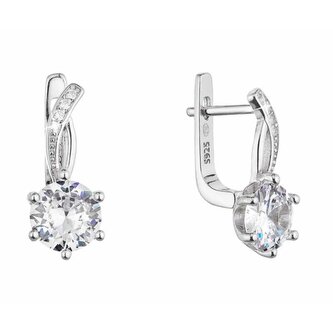 Elegantní stříbrné náušnice s čirým zirkonem 11461.1 Evolution Group