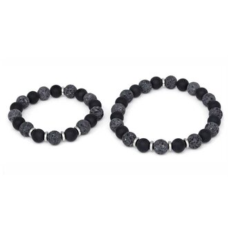 Minerální náramek pro otce se synem MINK58/SET (onyx, lávový kámen) Agato