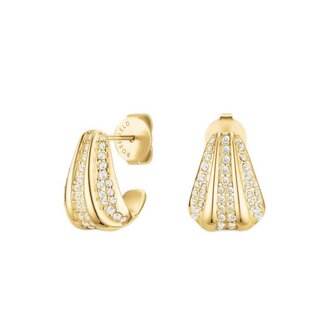 Nadčasové pozlacené náušnice s krystaly Pavé JEPSG-J1228 Rosefield