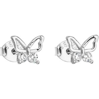 Stříbrné náušnice se zirkonem bílý motýl 11036.1 Evolution Group