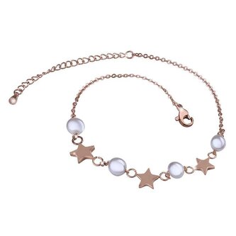 Jemný bronzový náramek s hvězdami a perličkami Troli