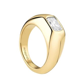 Pozlacený prsten z oceli se zirkonem Octagon JROZ Rosefield / Obvod: 56 mm - 56 mm