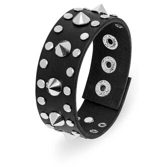 Černý kožený náramek se cvoky Leather Troli