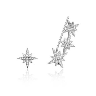 Asymetrické stříbrné náušnice se zirkony Hvězdy AGUPV1984 Beneto