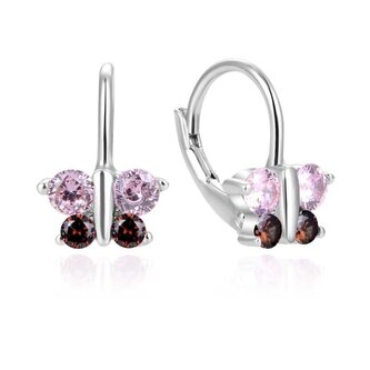 Slušivé stříbrné náušnice se zirkony Motýlci AGUC810DL Beneto