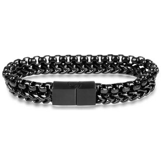 Pánský černý ocelový náramek Troli