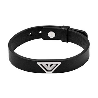 Černý kožený náramek pro muže EGS3128040 Emporio Armani