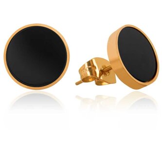 Moderní pozlacené náušnice s černým středem Troli