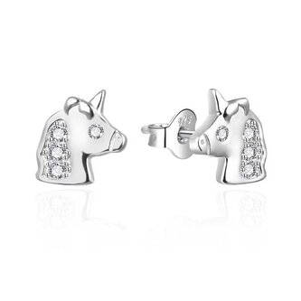 Stříbrné peckové náušnice Jednorožci AGT-ED004PW Agato