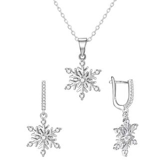 Stříbrná sada šperků Sněhové vločky AGT-SET03W (řetízek, přívěsek, náušnice) Agato