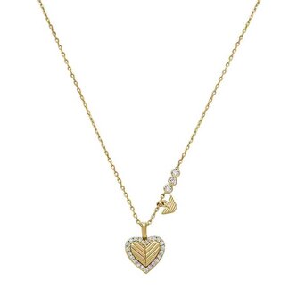 Půvabný pozlacený náhrdelník se zirkony Srdce EG3622710 Emporio Armani