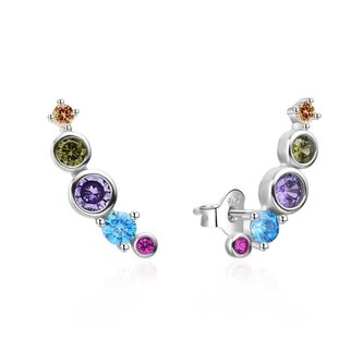 Podélné stříbrné náušnice s barevnými zirkony AGT-E255PC Agato
