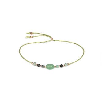 Šňůrkový náramek na nohu s aventurínem a smaragdem HE09N3RG-LG Agato