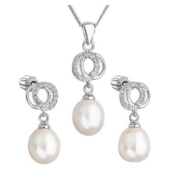Překrásná perličková sada se zirkony Pavona 29003.1 bílá (náušnice, řetízek, přívěsek) Evolution Group
