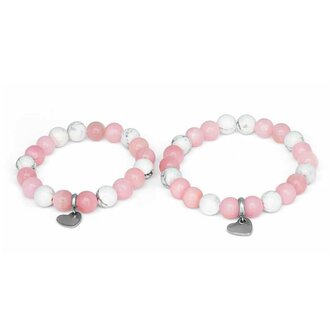 Korálkové náramky z jadeitu a howlitu pro maminku s dcerou MINK05/SET Agato