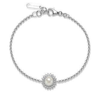 Třpytivý stříbrný náramek s perlou Infinite White Fancy FIW138 Brosway