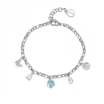 Blyštivý stříbrný korálkový náramek s přívěsky Gaia RZGA19 Rosato