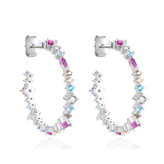Hravé kruhové náušnice s barevnými zirkony AGT-E068PC Agato