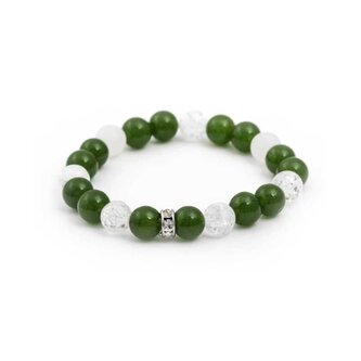 Korálkový náramek z malajského nefritu a křišťálu MINK84/17 Agato