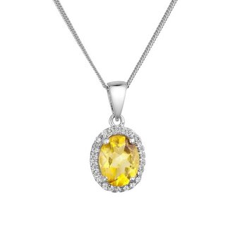 Blyštivý stříbrný náhrdelník s pravým citrínem a zirkony 12086.3 Evolution Group