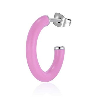 Single kruhová náušnice s růžovým smaltem Vibes SVB42 S Agapo