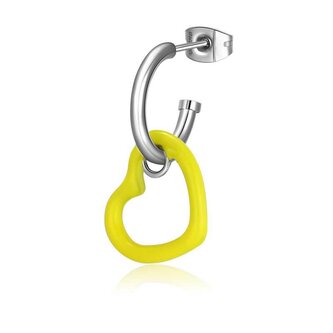 Single ocelová náušnice se žlutým srdíčkem 2v1 Vibes SVB38 S Agapo