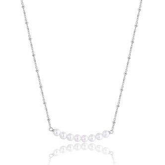 Elegantní ocelový náhrdelník s umělými perlami Wisdom SWI10 S Agapo
