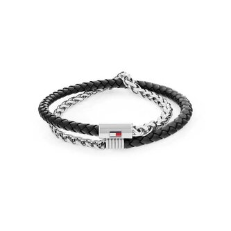 Dvojitý náramek z kůže a oceli 2790562 Tommy Hilfiger