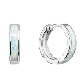 Slušivé kruhové náušnice s bílými syntetickými opály 11402.1 Evolution Group