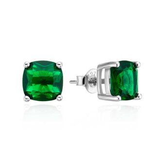 Elegantní stříbrné náušnice se zelenými zirkony AGT-E247PGR Agato