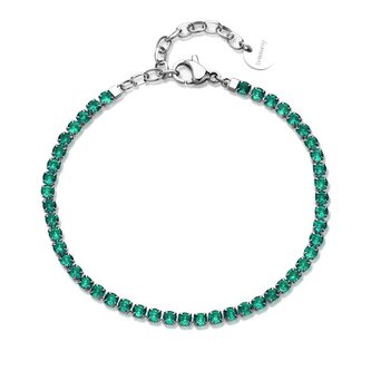 Tenisový ocelový náramek se zelenými zirkony Desideri BEI101 Brosway