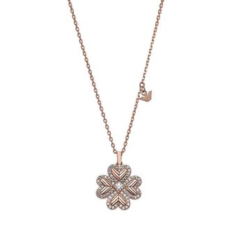 Krásný pozlacený náhrdelník Čtyřlístek se zirkony EG3609221 Emporio Armani