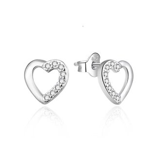Srdíčkové stříbrné náušnice se zirkony AGT-E199PW Agato