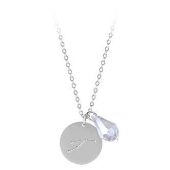 Ocelový náhrdelník Beran se zirkonem (řetízek, 2x přívěsek) Troli