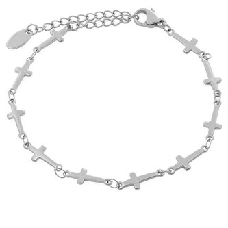 Stylový ocelový náramek s křížky Troli / Délka: 18 cm