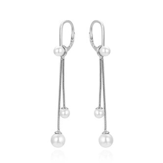 Elegantní stříbrné náušnice s perlami AGUC3483P Agato