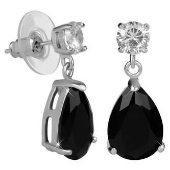 Jiskřivé náušnice s černými krystaly Troli
