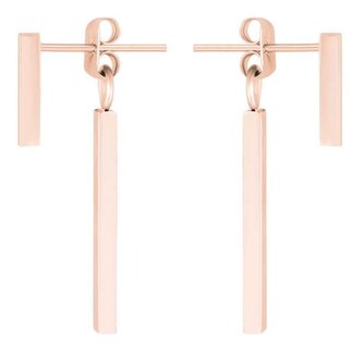 Růžově zlacené ocelové náušnice Hranolky Troli