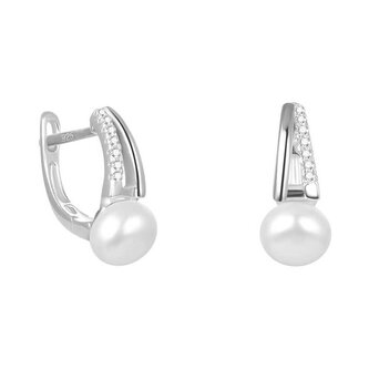 Elegantní stříbrné náušnice s pravou sladkovodní perlou AGUC2262P Beneto