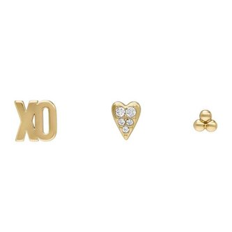 Pozlacený set peckových náušnic All Stacked Up JA7277SET Fossil