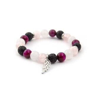 Korálkový náramek z jadeitu, tygřího oka a lávového kamene MINK21/17 Agato