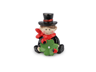 Kominíček pro štěstí v dárkové tašce - 1 ks - 4 černá čtyřlístek