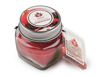 Malá vonná svíčka ve skle s jmenovkou 28 g Fruit, Floral - 1 ks - 16 (Pomegranate) červená