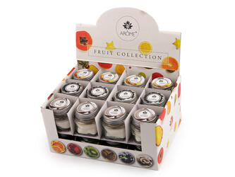 Malá vonná svíčka ve skle s jmenovkou 28 g Fruit, Floral - 24 ks - (Fruit) mix č. 3