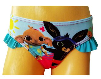 Dívčí plavky ZAJÍČEK BING kalhotkové s modrým volánkem, velikost: 104