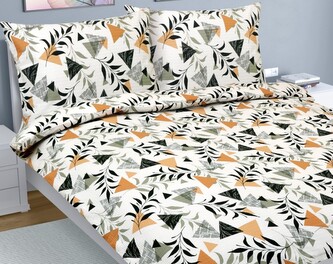 Povlečení krep na dvoudeku - Krémová,Oranžová,Šedá - 1ks 200x220, 2ks 70x90 cm (200 cm šířka x 220 cm délka prodloužená)